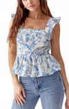 Greylin Danis Embroidered Top In Blue In Multi