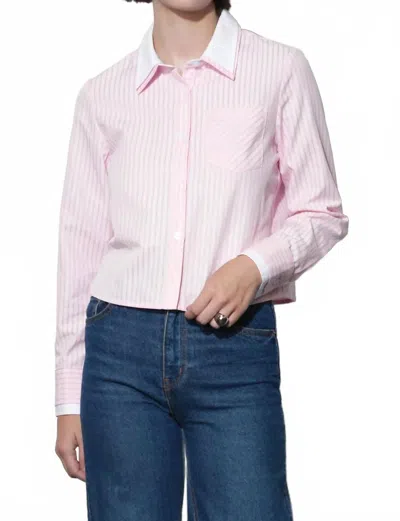 Greylin Daphne Contrast Button Down Top In Pink In White