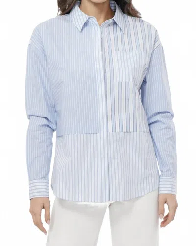 Greylin Daria Mix Stripe Oversized Shirt In Blue