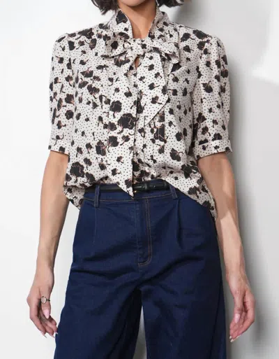 Greylin Delilah Puff Sleeve Blouse In Ivory In Multi