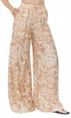 Greylin Demi Print Wide Leg Pull Over Pants In Chestnut In Neutral