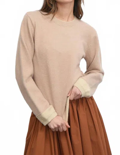 Greylin Dessi Cozy Pull Over Two Toned Sweater In Bisque In Neutral