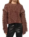 Greylin Doga Fringed Marled Sweater In Coffee In Brown