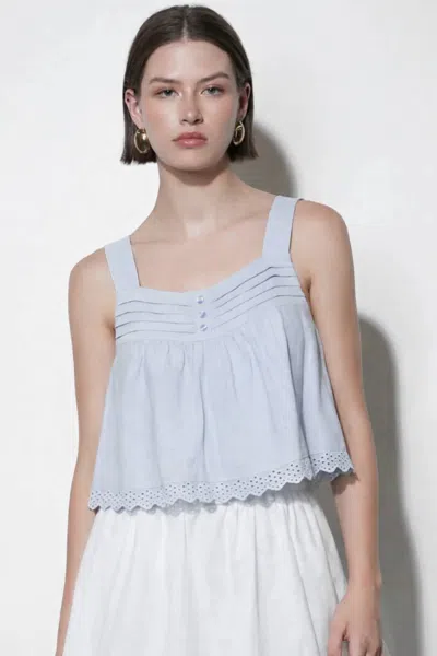 Greylin Elani Eyelet Tank Top In Blue
