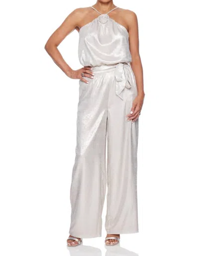 Greylin Ellysa Metallic Wide Leg Pant In Silver