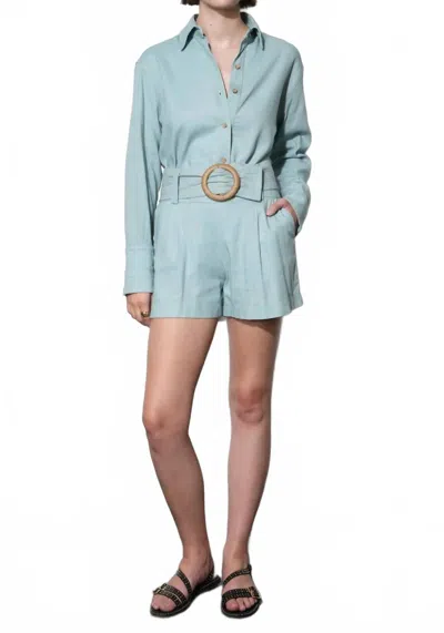 Greylin Emily Oversized Linen Blend Shirt In Denim Blue