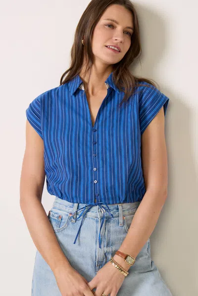 Greylin Farah Dolman Cuff Sleeve Shirt In Blue