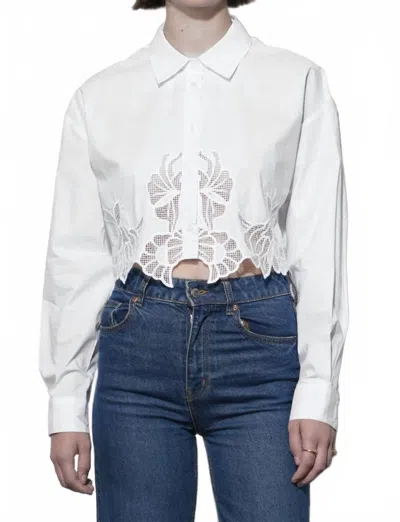 Greylin Finley Embroidered Hem Shirt In White