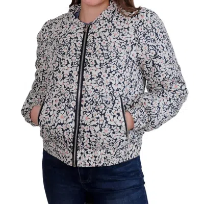 Greylin Floral Gracie Puff Sleeve Bomber Jacket In Gray