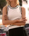 Greylin Belina Contrast Knit Tank Top In White In White
