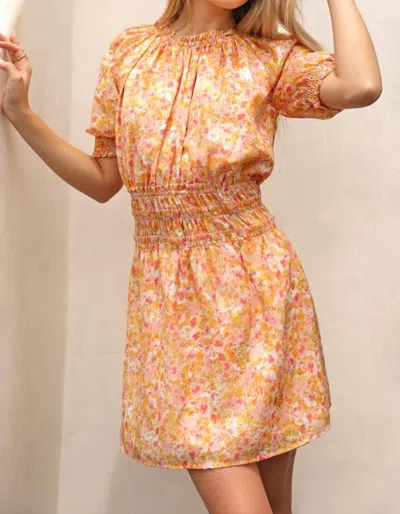 Greylin Frida Smocked Waist Dress In Mango In Orange