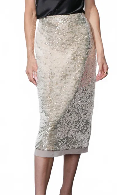Greylin Gianna Sequin Skirt In Cream In Silver
