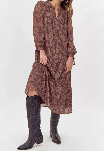 Greylin Hillcrest Tiered Midi Dress In Brown