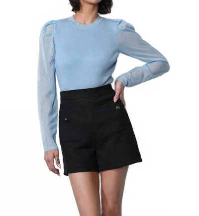 Greylin Honey Sheer Sleeve Sweater Top In Moonstone Blue In Multi