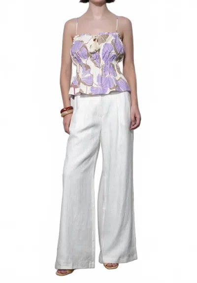 Greylin Iris Tie Front Elastic Waist Tank Top In Cream In White