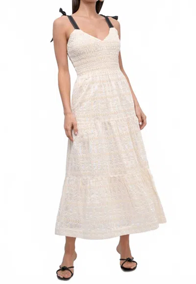 Greylin Jada Embroidered Smock Midi Dress In Cream In White