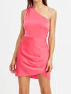 Greylin Janice One Shoulder Dress In Deep Coral In Orange