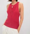 Greylin Jhayna Knit Crochet Halter Top In Red In Red
