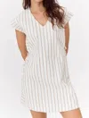 Greylin Joanna Textured Stripe Side Tie Mini Dress In White In White