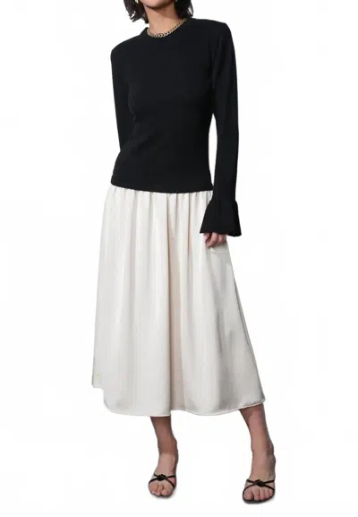 Greylin Jovie Twofer Sweater Midi Dress In Black/white In Multi