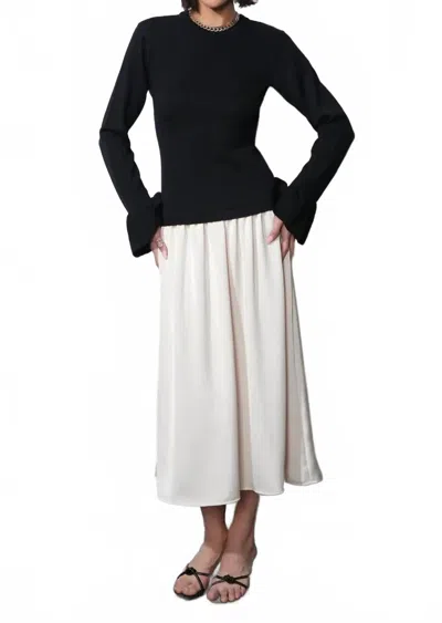 Greylin Jovie Twofer Sweater Midi Dress In Chalk Black