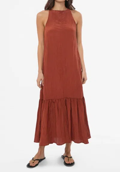 Greylin Kai Textured Midi Dress In Rust In Brown