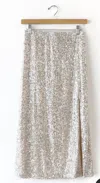 GREYLIN KARLA SEQUINS MIDI SKIRT IN CHAMPAGNE