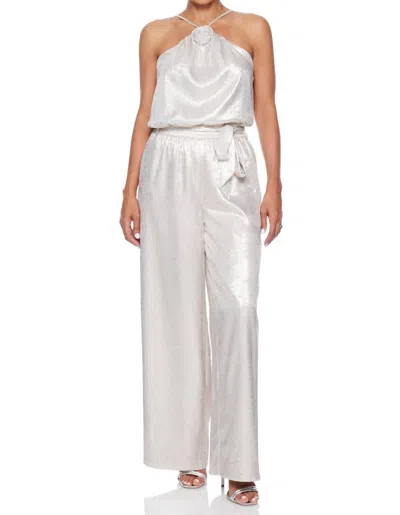 Greylin Karris Metallic Flower Halter Top In Silver In Multi