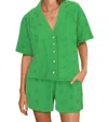 Greylin Konnie Eyelet Button Down Shirt In Green In Green