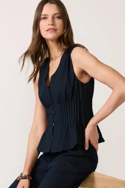 Greylin Lacy Pintuck Sleeveless Top In Blue