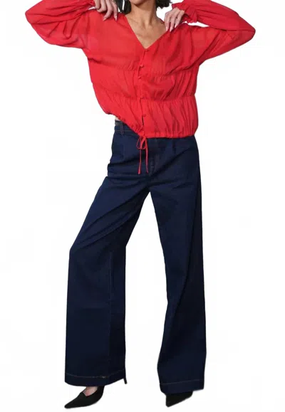 Greylin Lainey Flowy Button Front Blouse In Red In Purple