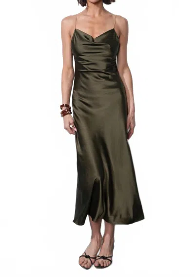 Greylin Leah Jewel Strap Maxi Slip Dress In Olive In Green