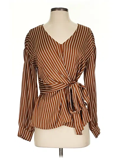 Pre-owned Greylin Long Sleeve Blouse In Brown