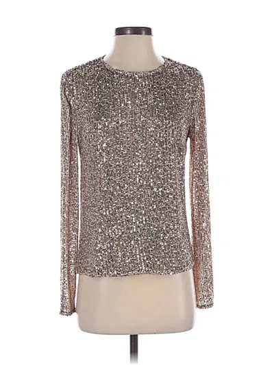 Pre-owned Greylin Long Sleeve Top Silver Mock Neckline Tops