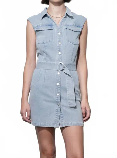 Greylin Madison Sleeveless Denim Mini Belted Dress In Blue