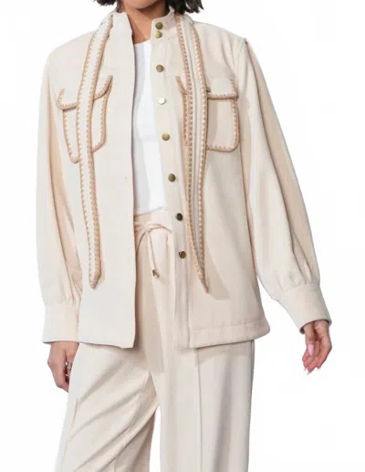 Greylin Marli Oversized Embroidered Shacket In Cream In Neutral