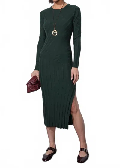 Greylin Mayla Paneled Rib Sweater Midi Dress In Emerald In Gray
