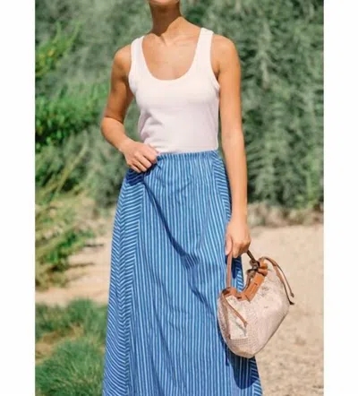 Greylin Mermaid Stripe Midi Skirt In Blue