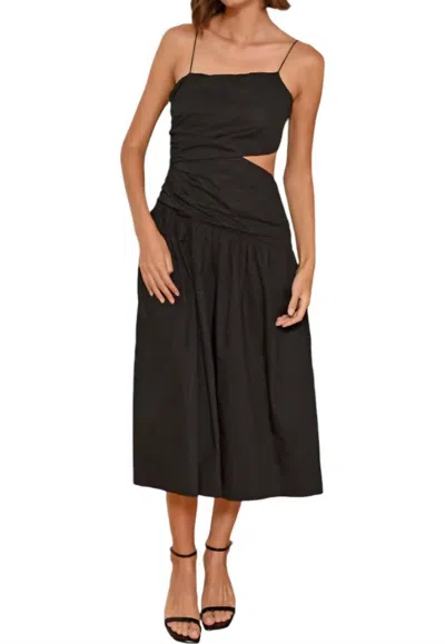 Greylin Molly One Shoulder Poplin Dress In Black