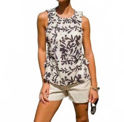 Greylin Monti Side Tie Poplin Top In Ecru/black In Multi