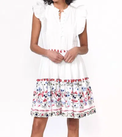 Greylin Nalia Embroidered Poplin Tiered Dress In White