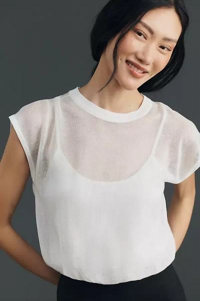 Greylin Natalia Sheer Knit Bubble Top In White