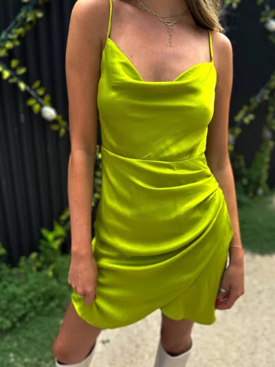 Greylin Natasha Draped Mini Dress In Lime Green In Yellow
