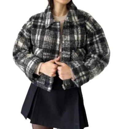 Greylin Nate Zip Front Cozy Jacket In Black/white