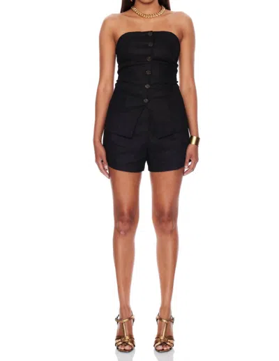 Greylin Niki Linen Strapless Vest In Black