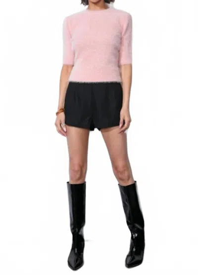 Greylin Odette Fuzzy Elbow Sleeve Knit Sweater Top In Pink