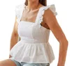 Greylin Poplin Top In Off White In White
