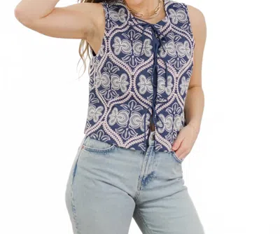 Greylin Remy Embroidered Top In Blue / White In Multi
