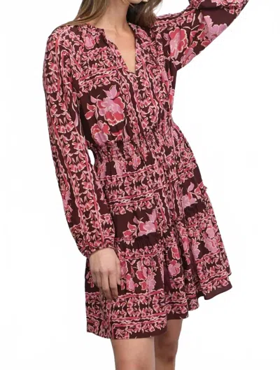 Greylin Ringo Smocked Mini Dress In Maroon In Brown