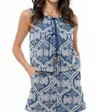 Greylin Romy Embroidered Tie Front Shell Top In Blue In Blue